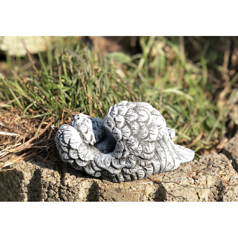 Memorial ornament sleeping Baby Angel made of stone frost resistant