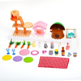 Bunny Figurine Playset - Realistic Pet Care Center Role Play Toys for Kids, Toddlers, Boys and Girls, Kitty Toys for Kids (Bunny‘s Picnic)