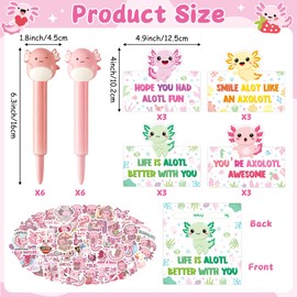 B1ykin Squeeze Pens Stationery Gift,12Pcs Stress Relief Party Gift with Sticky Note Stickers, Cute Sponge Pens Set Party Goodie Bag Fillers for School Kids Student Classroom（Axolotl）