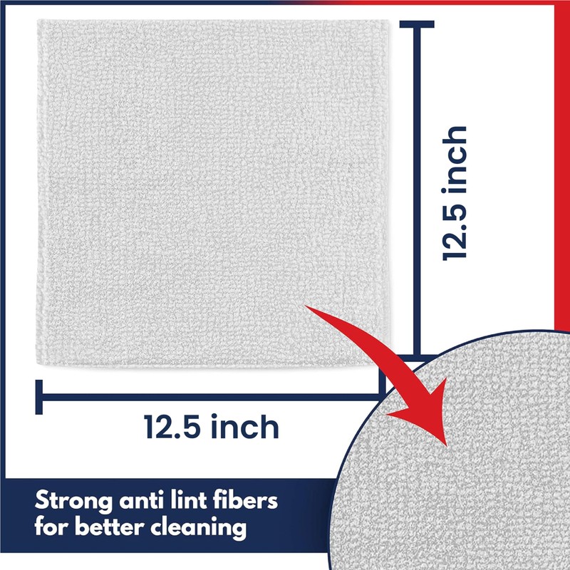 USANOOKS Microfiber Cleaning Cloth - White - 12Pcs (12.5x12.5 inch)