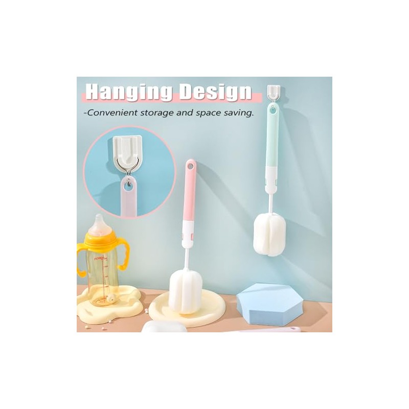 Sponge Bottle Brushes 3 Piece Baby Bottle Brushes Long Handle