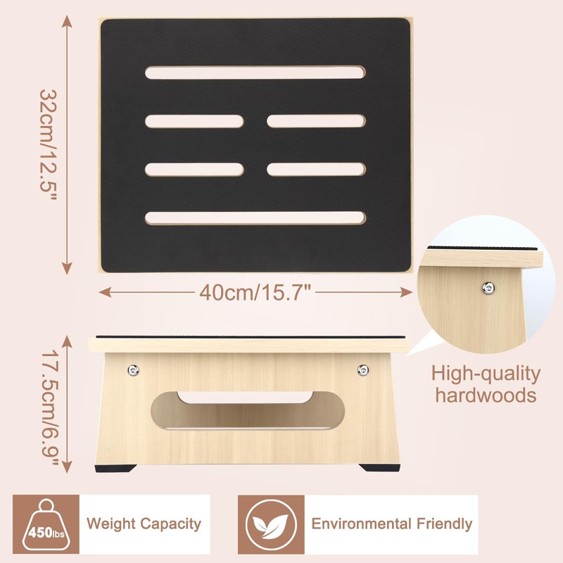 One Step Stool for Adults Seniors with Non-Slip Rubber Stepping