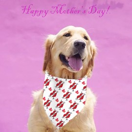 Mother's Day Dog Bandanas Mom Heart Reversible Pet Scarf 2 Pack Happy Mama's Girl Puppy Pink Dog Kerchief