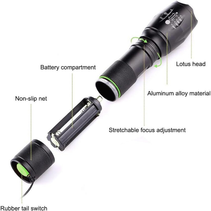 Kunova (TM) 2PCS Tactical Flashlight, Ultra Bright XML T6 LED