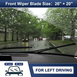 X AUTOHAUX 2pcs 26"+20" Silicone Front Windshield Wiper Blade for Subaru Ascent 2017-2023 Windscreen Wiper OE Replacement Set All-Seasons J/U Hook