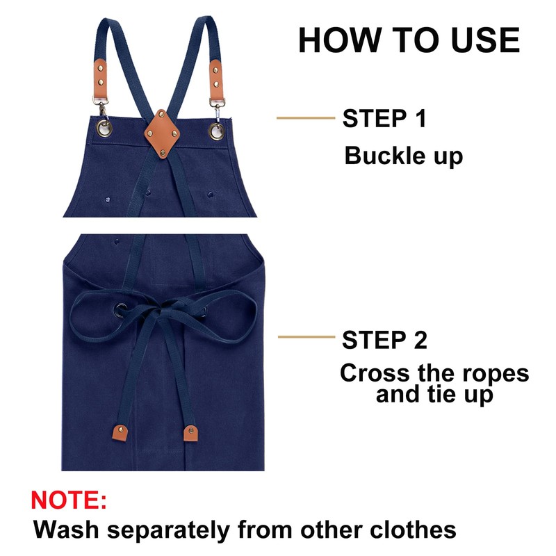 ZOMAO Chef Apron for Women Men with Large Pockets, Cotton