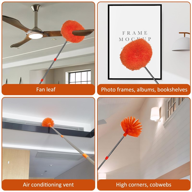 20+ Feet High Reach Dusting Kit, Cobweb Duster & Ceiling
