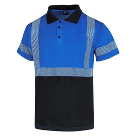 VENDACE Hi Vis Reflective Safety Polo Shirts for Men ANSI Class 1 High Visibility Construction Work T Shirts Short Sleeve(Blue,XL)