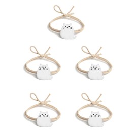 prendre PR-HAIRGM09 Hair Rubber Set of 5 Cat Cute Motif Stylish Hair Accessories (White)