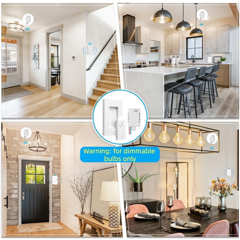 Sunmerit Wireless Dimmer Switch, 2 Remote Light Switch and 2