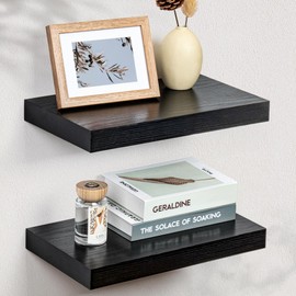 Fun Memories Floating Shelves for Wall - 7.5 Inch Square Shelves with Invisible Brackets, Black Small Wall Shelf for Living Room, Bathroom, Bedroom, and Kitchen Decor，Black Set of 3