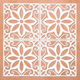 Concrete Stencils Reusable Mexican Stencil Floor Tile Stencil for Painting Floors, Tiles, Walkway, Patio, Porch, Concrete Floor, 4-Pack, Sunflower Pattern