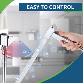 Handheld Bidet Sprayer for Toilet, Toilet Concealed Hot and Cold Bidet Spray Set, Cloth Diaper Sprayer Set,Handheld Bidet Attachment for Feminine,Brass Handheld Warm Water Sprayer,Polished Chrome