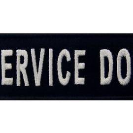 Service Dog Vests/Harnesses Emblem Embroidered Fastener Hook & Loop Patch, 4 X 1.5 Inch