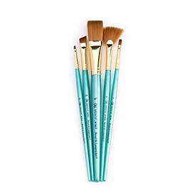 Royal & Langnickel Menta, 5 pc Variety Brush Set for Acrylic Paints, Includes - Stroke, Shader, Angular & Fan Brushes