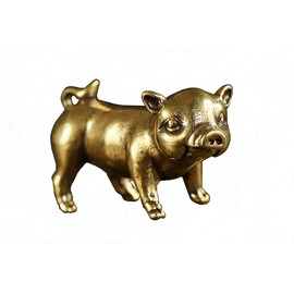 DMtse Chinese Feng Shui Brass Mini Pig Decor Statue Figurines for Animal Sculpture Collectibles Gift