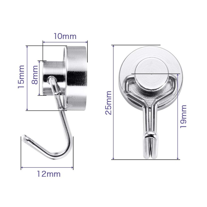 BTLIN Magnetic Hooks, Small, Strong, Neodymium, Magnetic Hooks, Diameter 0.6