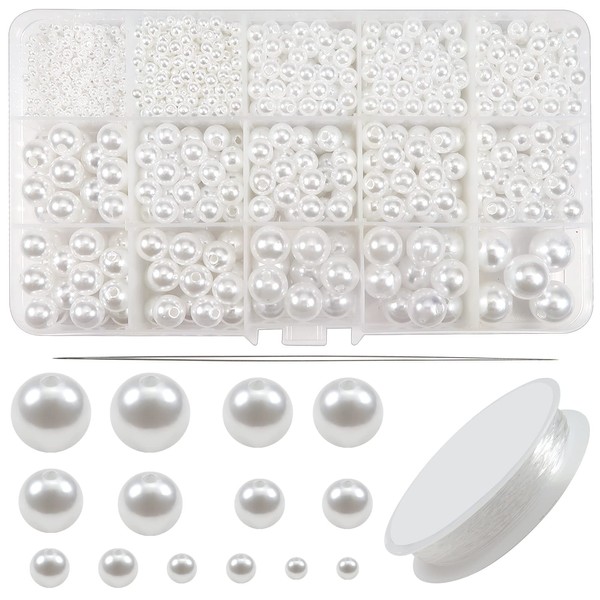 TOAOB 370 Pieces Glass Beads Round Beads for Jewellery Making