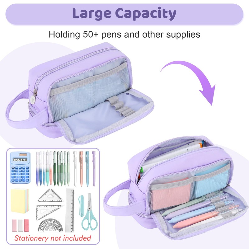 Alyvisun Large Capacity Pencil Case with 3 Compartments for Boys
