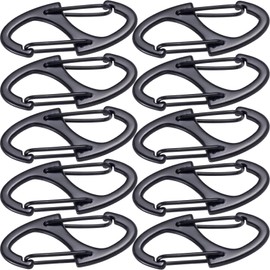 Hzopcw 10pcs Anti Theft Zipper Clips, Dual Opening S Small Carabiner Clips, Zinc Alloy Zipper Lock for Backpacks Suitcases Tents Camping Hiking Traveling- Black