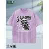2025 Summer Mens Oversized Tee 100 Cotton Washed Soft Crew
