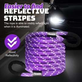 Kinetic Energy Recovery Rope 1" x 30ft,with Soft Shackle and Glove，Linetic Light Reflecting Tow Rope for 4WD Pick Up Truck, SUV, ATV, UTV