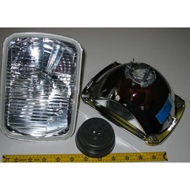 Hella 200mm Rectangular E Code H4 Halogen Replacement Headlight Kit with 100/90W Bulbs