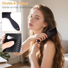 SALONSILK Hair Brush and Comb Set for Women and Men, 5Pcs Paddle Hair Brush, Styling Brush and Comb Set, Great On Wet or Dry, No More Tangle for Long Thick Thin Natural Curly