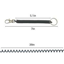 LIGHUFEIC 10 Pack Retractable Coil Springs Keychain Coil Cord Key Chain Holder Lanyard Lobster Clasp and Spiral Lanyard Keep Keys Safe, Prevent Losing, Black