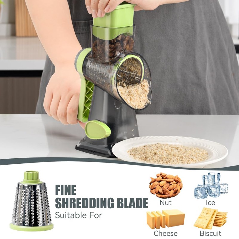 KEOUKE Rotary Cheese Grater Hand Crank Transparent - Shredder Slicer