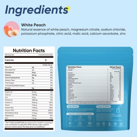 VitalHarvest 36 Sticks Electrolytes Powder Packets Sugar Free Hydration Packets Electrolyte Liquid Daily IV Drink Mix with White Peach, Low Sodium, 0 Calorie