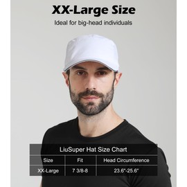 LiuSuper XXL Performance Hat Big Head, Golf Hat for Men Women, Water-Resistant Sun Hat, Adjustable Summer Sport Cap Outdoor White