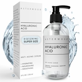 Hyaluronic Acid Serum 8 oz - 100 Pure Organic HA - Anti Aging, Anti Wrinkle - Original Face Moisturizer for Dry Skin  Fine Lines - Leaves Skin Full...