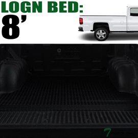 Topline_autopart Black Rubber Diamond Plate Truck Bed Floor Mat Liner Compatible with 2019-2021 Chevy Silverado GMC Sierra 1500/2022 LTD Limited 8 Feet (96") Long Bed