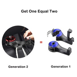 HIKATAB 2 in 1 Car Headrest Hidden Hook for Bag Purse Cloth Grocery, 360° Rotation Car Headrest Hook with Phone Holder, Car Back Seat Hook, Purse Hook for Car, Headrest Hooks for Car(Siliver-1 Pack)