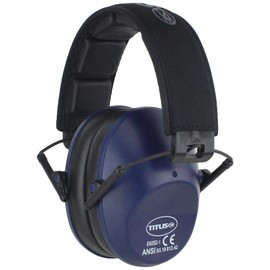 Titus Low-Profile High Decibel NRR Safety Earmuffs (No Pouch, Navy Blue)