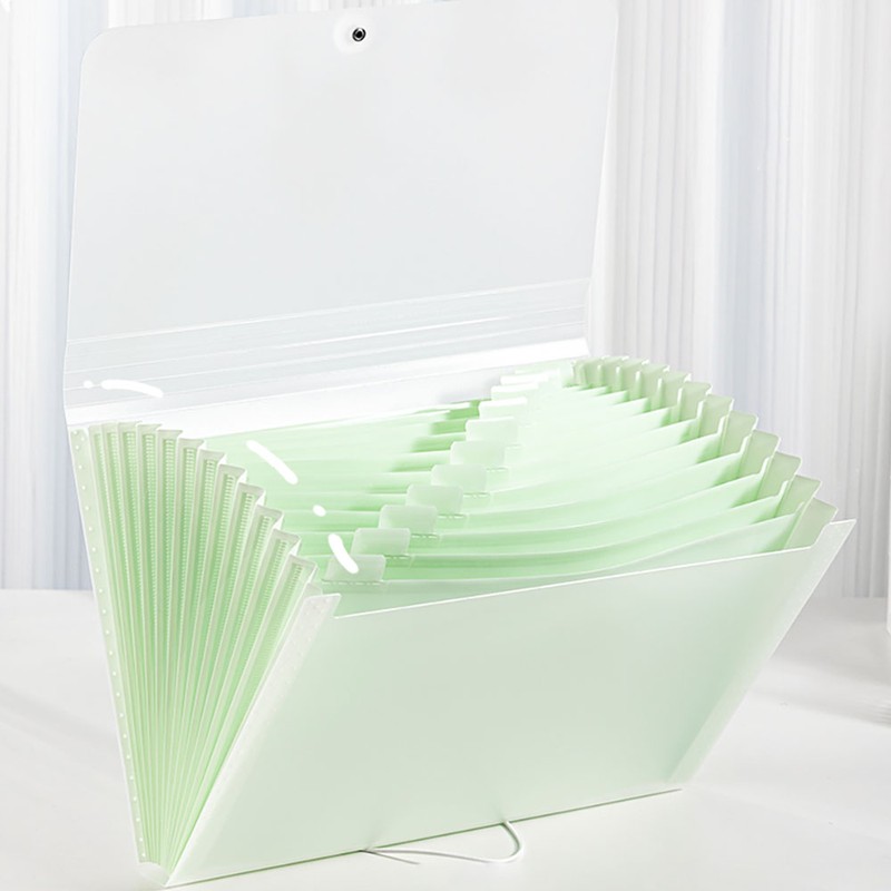 Delhi Deli transparent accordion file 13 spaces transparent green /