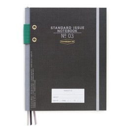 DesignWorks Ink Standard Issue Planner Notebook No. 3 Journal with Lined Pages, Elastic Closure, Pen Holder, and 3 Ribbon Markers for Work, Writing, Journaling - 6.75" x 8.5"