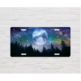 Twisted R Design Moon Northern Lights Aluminum Front License Plate Car Accessory Vanity