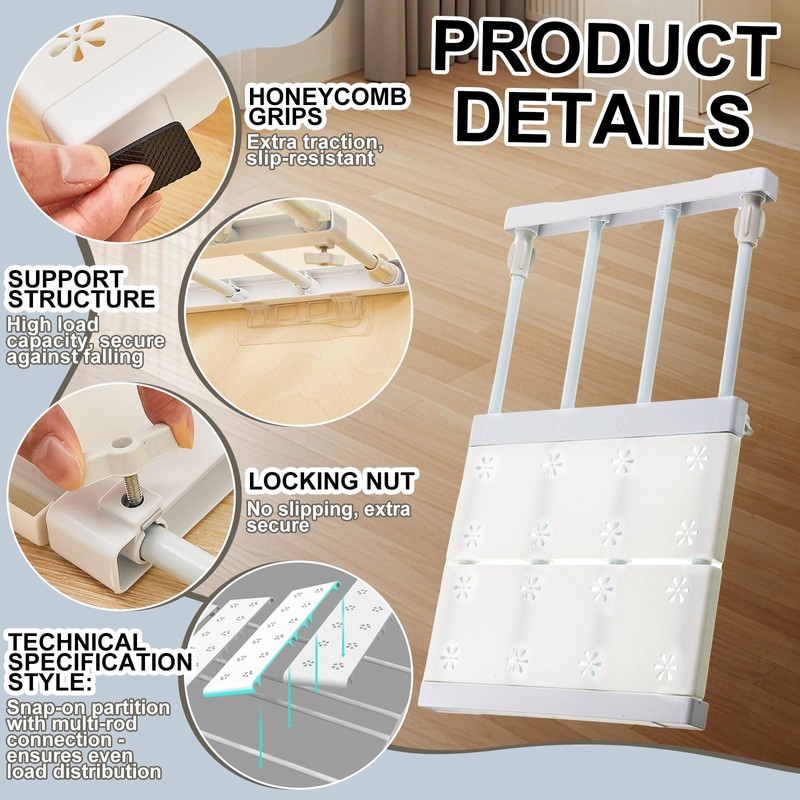 Gerrii 2 Pcs Closet Tension Shelf Rod Expandable Shelf Locker