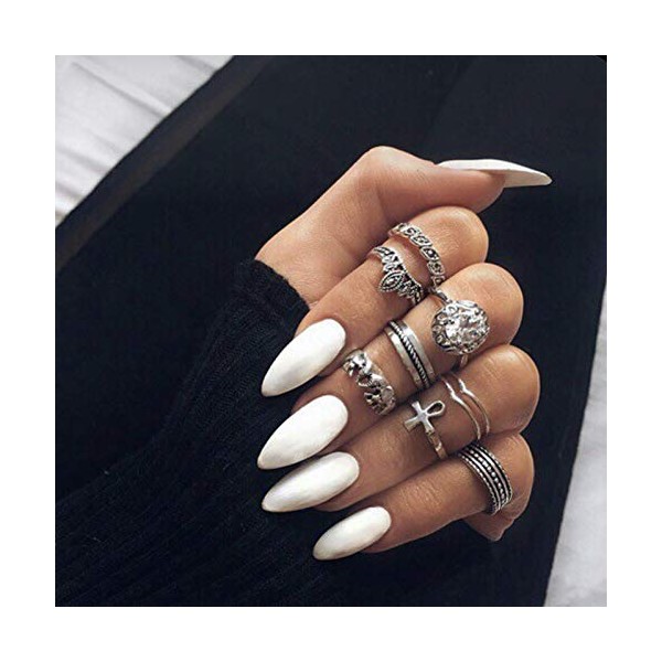 Nails in Europe and America Pointed Nail Tips, Solid Color