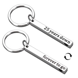 25th Wedding Anniversary Keychain Gifts for Couple Him Her, 25 Year Anniversary Keychain Silver Gifts for Wife Husband Parents, 25 Years Anniversaries Christmas Valentines Birthday Gift for Women Men