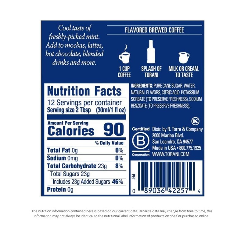 Torani Peppermint Syrup 12.7 Fl Oz (Pack of 1)