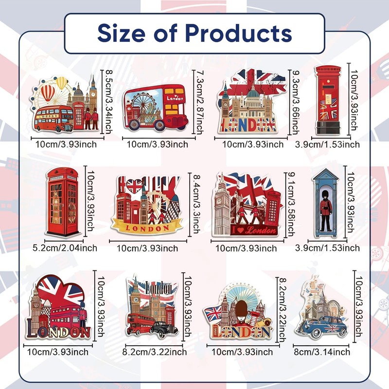 ANBOO 10 pcs London Fridge Magnets Souvenir Design Set, London