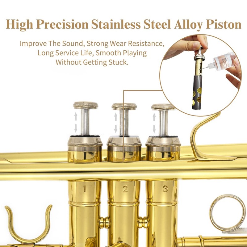 Trumpet Instrument,Band & Orchestra Musical Instruments for Beginners,With trumpets case,Mouthpiece,Cloth