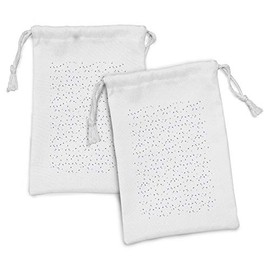 Lunarable Bird Print Fabric Pouch Set of 2, Minimalist Silhouettes of Flying Flock in Repetitive Pattern on Plain Backdrop, Small Drawstring Bag for Toiletries Masks and Favors, 9" x 6", Indigo White