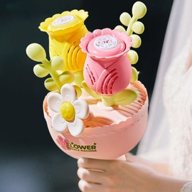 Bubble Maker Machine | Flower Bouquet Automatic Bubble Machine | Portable Play Set with Solution, Outdoor Toys Backyard Games for Yard Family Fun Birthday Camping