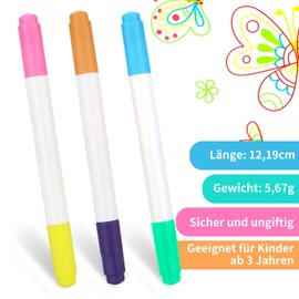 AMUSEPROFI Neon Pens, Neonmarkerzum Ersatz, 2 Spitzen, Anwendbar Für Schreibtafel, Drawing Board, Lerntablett, 6er-Pack