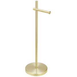 BWE Toilet Paper Holder Free Standing Toilet Paper Holder for Bathroom Gold Toilet Paper Storage Holder Stand with Non-Slip Stable Base Modern Stainless Steel Toilet Tissue