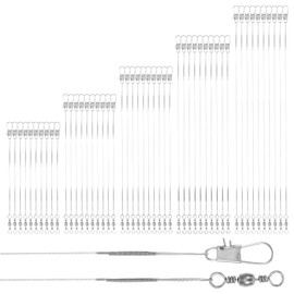 50 Pcs Wire Traces Pike Fishing, 5 Size 10/15/20/25/30 cm Steel Wire Fishing Leader High-Strength Anti-Bite Wires Leader Line Kit for Saltwater Freshwater, Connects Lures, Hooks, Rigs (Silver)